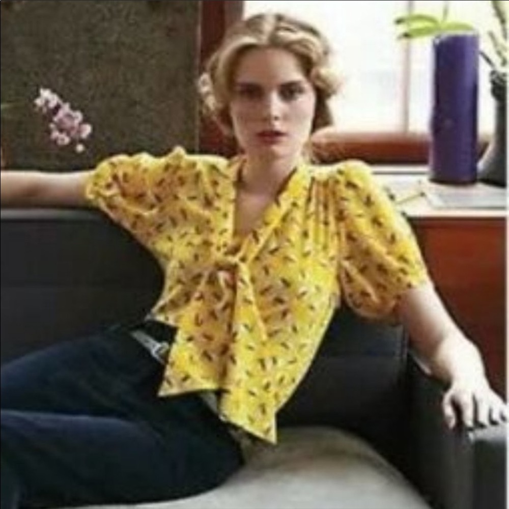 Anthropologie Girls From Savoy Silk Owl Blouse 10